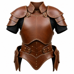 HAMS Women's Genuine Cow Leather Medieval Warrior Dress | Handmade Leather Armor Costume with Cloak | Full Length Fantasy Leather Outfit for Renaissance Fair, LARP, Viking, Cosplay, Halloween & Medieval Events