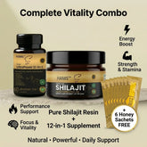 Himalayan Shilajit Resin + 12-in-1 Ashwagandha Blend Combo Pack (Pack of 2) | 84+ Trace Minerals, Fulvic Acid & Elemental Gold | Premium Lab-Tested Wellness Supplement | Includes 6 FREE VIP Royal Honey Sachets HAMS™
