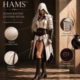 HAMS LEATHER HUB Genuine Cowhide Leather Warrior Costume for Women, Medieval Fantasy Leather Armor Outfit, Handmade Renaissance Cosplay Clothing