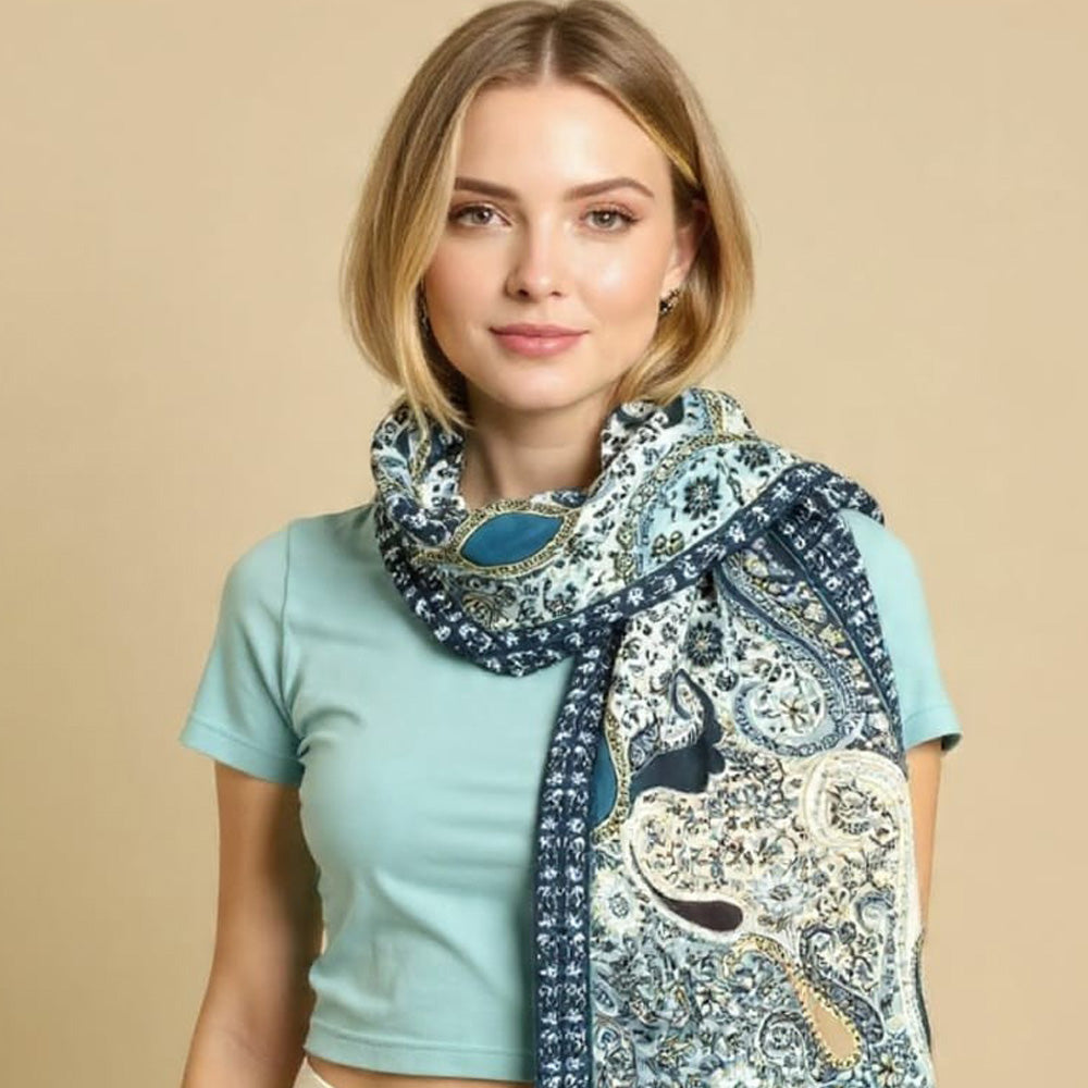 HAMS™ Chic Blue Western Style Ladies Stole – Cool, Soft & Winter Ready