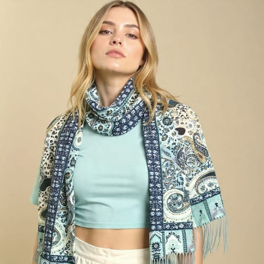 HAMS™ Chic Blue Western Style Ladies Stole – Cool, Soft & Winter Ready