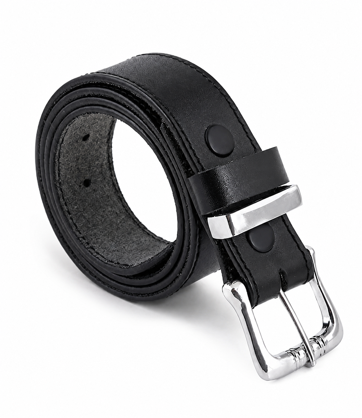 HAMS™ Premium Genuine Cowhide Leather Belt for Men – Classic Black | Handmade Full Grain Leather | Silver Pin Buckle