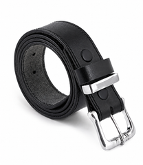 HAMS™ Premium Genuine Cowhide Leather Belt for Men – Classic Black | Handmade Full Grain Leather | Silver Pin Buckle