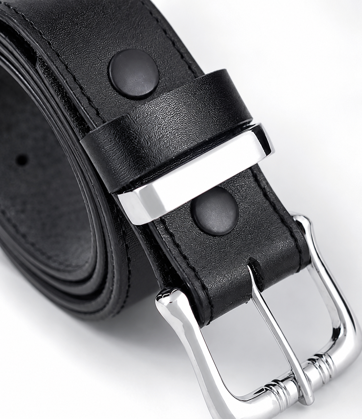 HAMS™ Premium Genuine Cowhide Leather Belt for Men – Classic Black | Handmade Full Grain Leather | Silver Pin Buckle