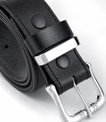 HAMS™ Premium Genuine Cowhide Leather Belt for Men – Classic Black | Handmade Full Grain Leather | Silver Pin Buckle