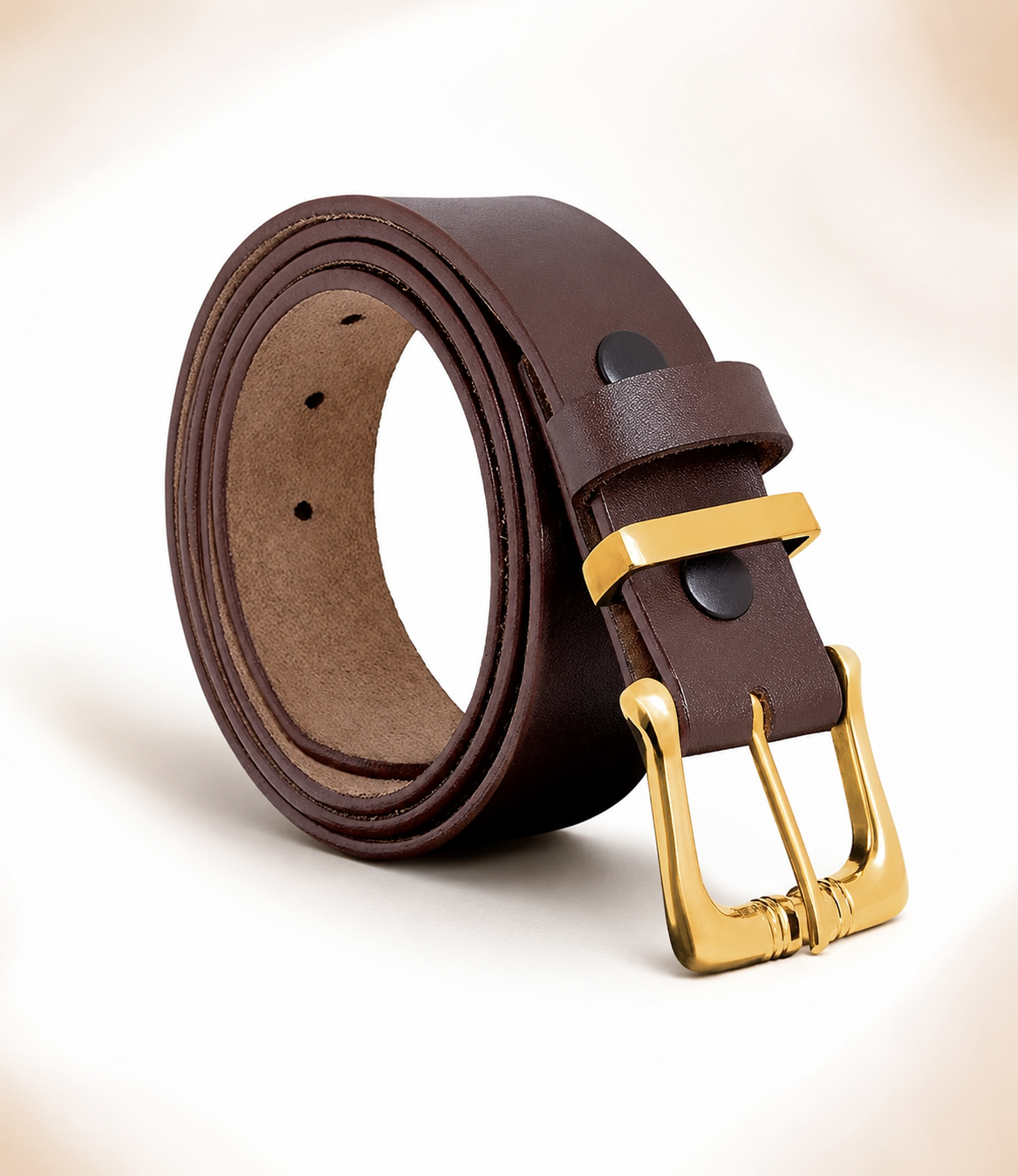 HAMS™ Premium Genuine Cowhide Leather Belt for Men – Dark Brown | Full Grain Leather | Gold Pin Buckle