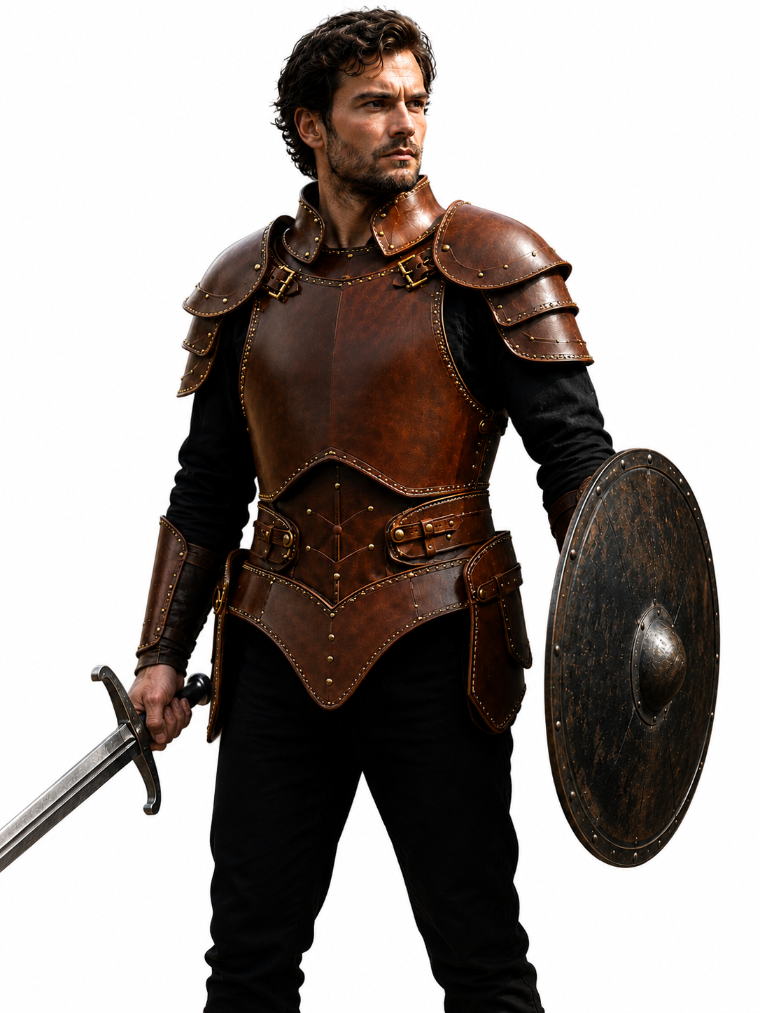 HAMS Women's Genuine Cow Leather Medieval Warrior Dress | Handmade Leather Armor Costume with Cloak | Full Length Fantasy Leather Outfit for Renaissance Fair, LARP, Viking, Cosplay, Halloween & Medieval Events