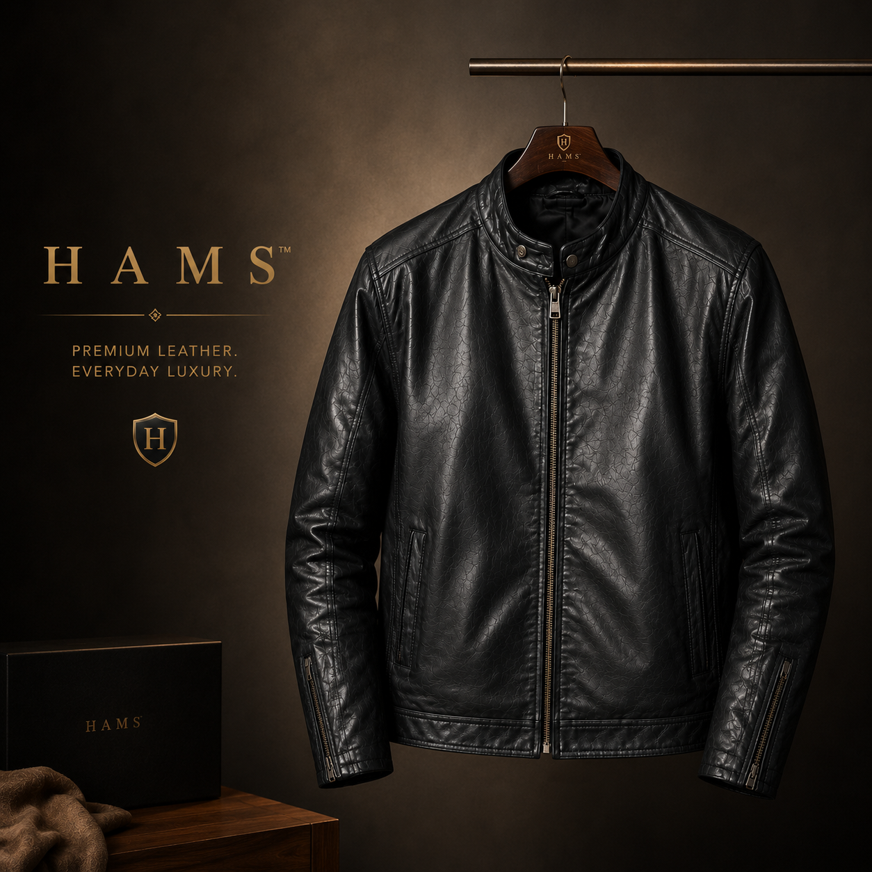 Men's Genuine Cow Leather Biker Jacket – Classic Motorcycle Jacket with Asymmetric Zip Closure, Multiple Pockets & Adjustable Waist Belt