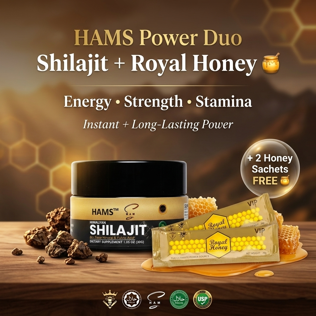 HAMS™ Καθαρή Ρητίνη Shilajit Ιμαλαΐων 30g – Περιλαμβάνει 2 ΔΩΡΕΑΝ φακελάκια Βασιλικού Μελιού VIP