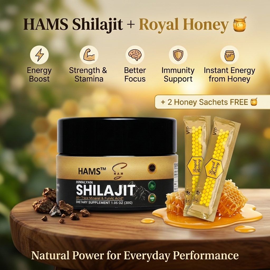 HAMS™ Καθαρή Ρητίνη Shilajit Ιμαλαΐων 30g – Περιλαμβάνει 2 ΔΩΡΕΑΝ φακελάκια Βασιλικού Μελιού VIP