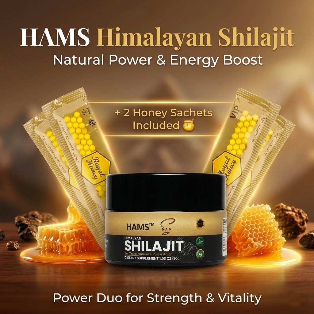 HAMS™ Καθαρή Ρητίνη Shilajit Ιμαλαΐων 30g – Περιλαμβάνει 2 ΔΩΡΕΑΝ φακελάκια Βασιλικού Μελιού VIP