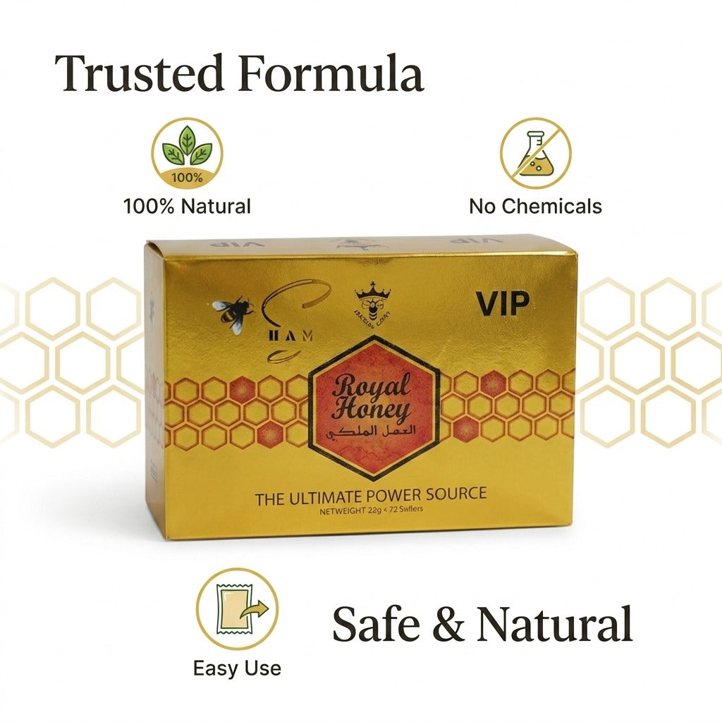 Royal Power Honey - Natural Honey Enhancer for Men with Ginseng, Maca and Ginger - Energy, Vitality and Performance