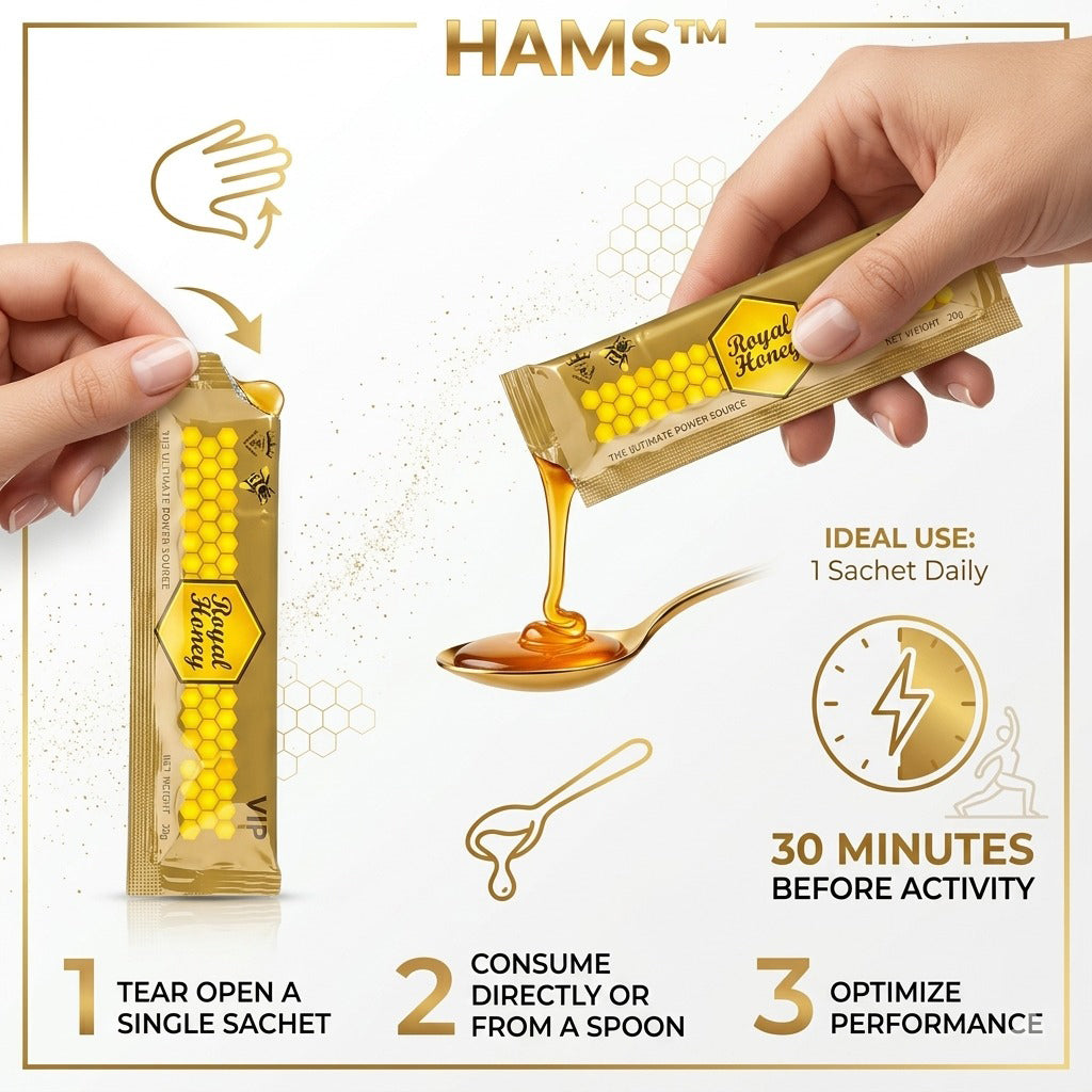 Royal Power Honey - Natural Honey Enhancer for Men with Ginseng, Maca and Ginger - Energy, Vitality and Performance