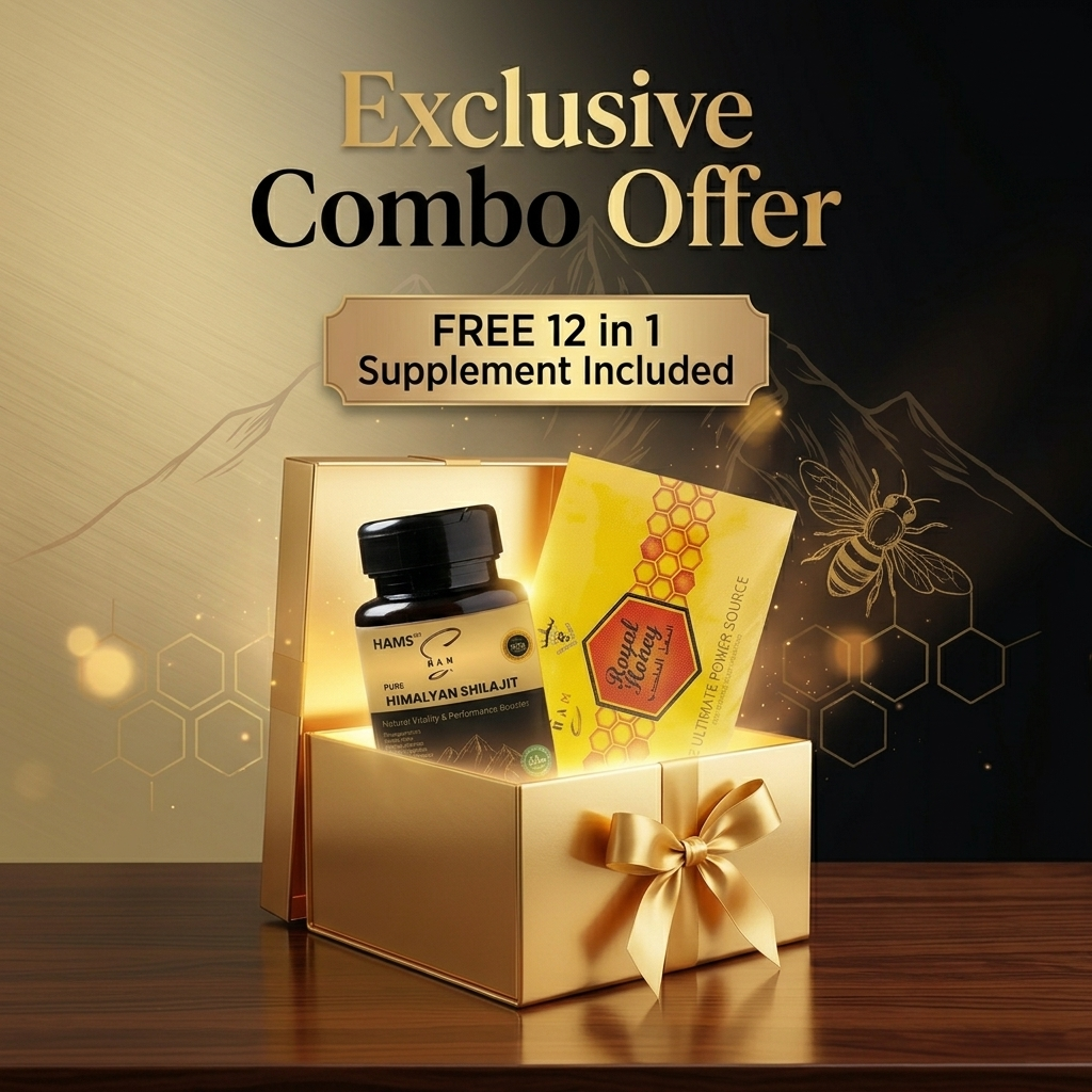 HAMS™ VIP Royal Honey Box | Premium Honey Blend with Ginseng, Maca & Ginger | Includes 1 FREE UltraPower 12-in-1 Herbal Complex