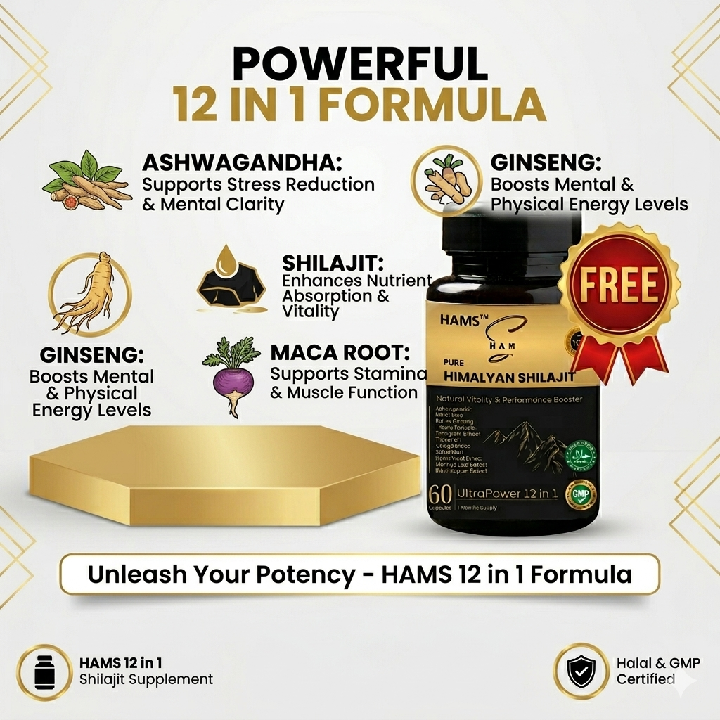 HAMS™ VIP Royal Honey Box | Premium Honey Blend with Ginseng, Maca & Ginger | Includes 1 FREE UltraPower 12-in-1 Herbal Complex