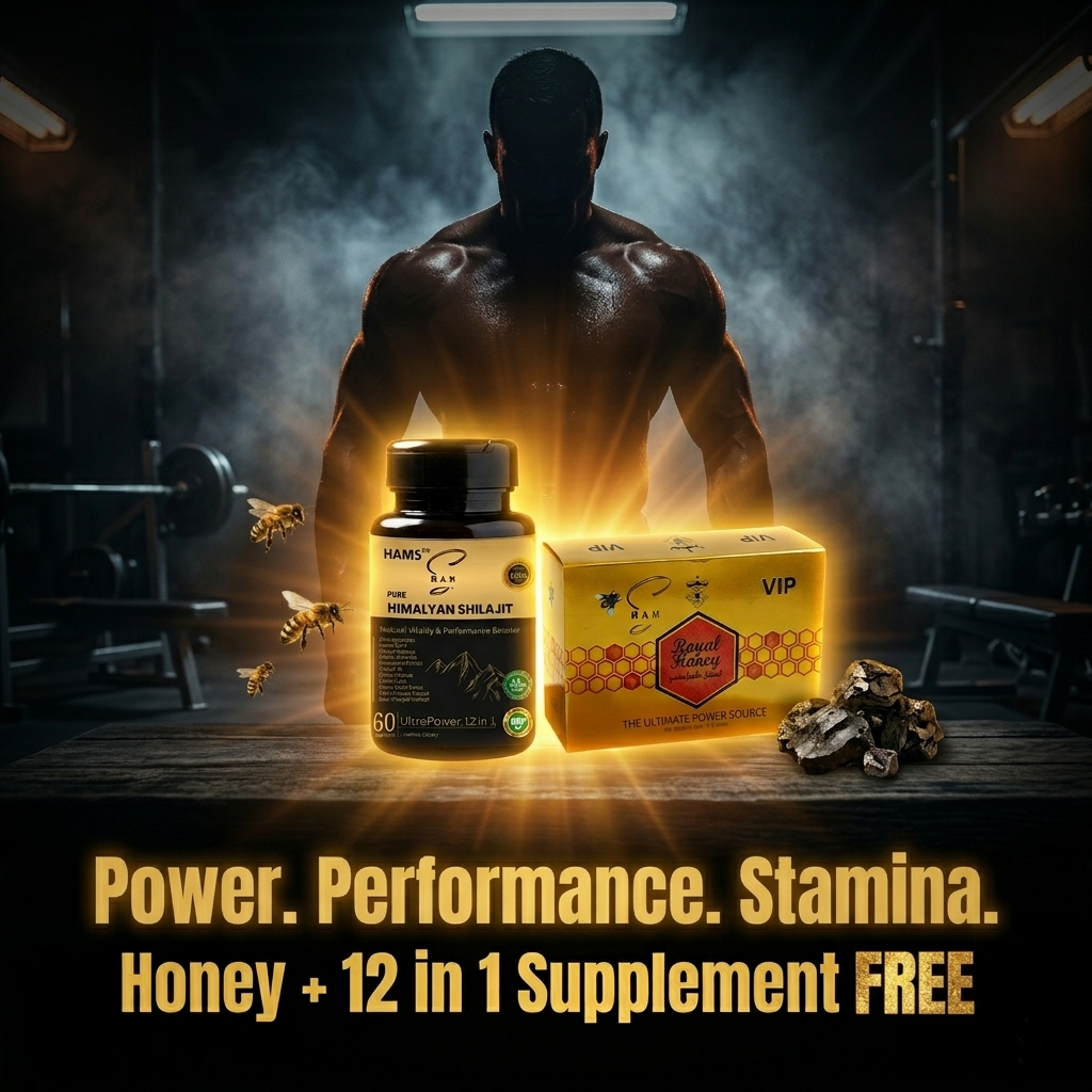 HAMS™ VIP Royal Honey Box | Premium Honey Blend with Ginseng, Maca & Ginger | Includes 1 FREE UltraPower 12-in-1 Herbal Complex