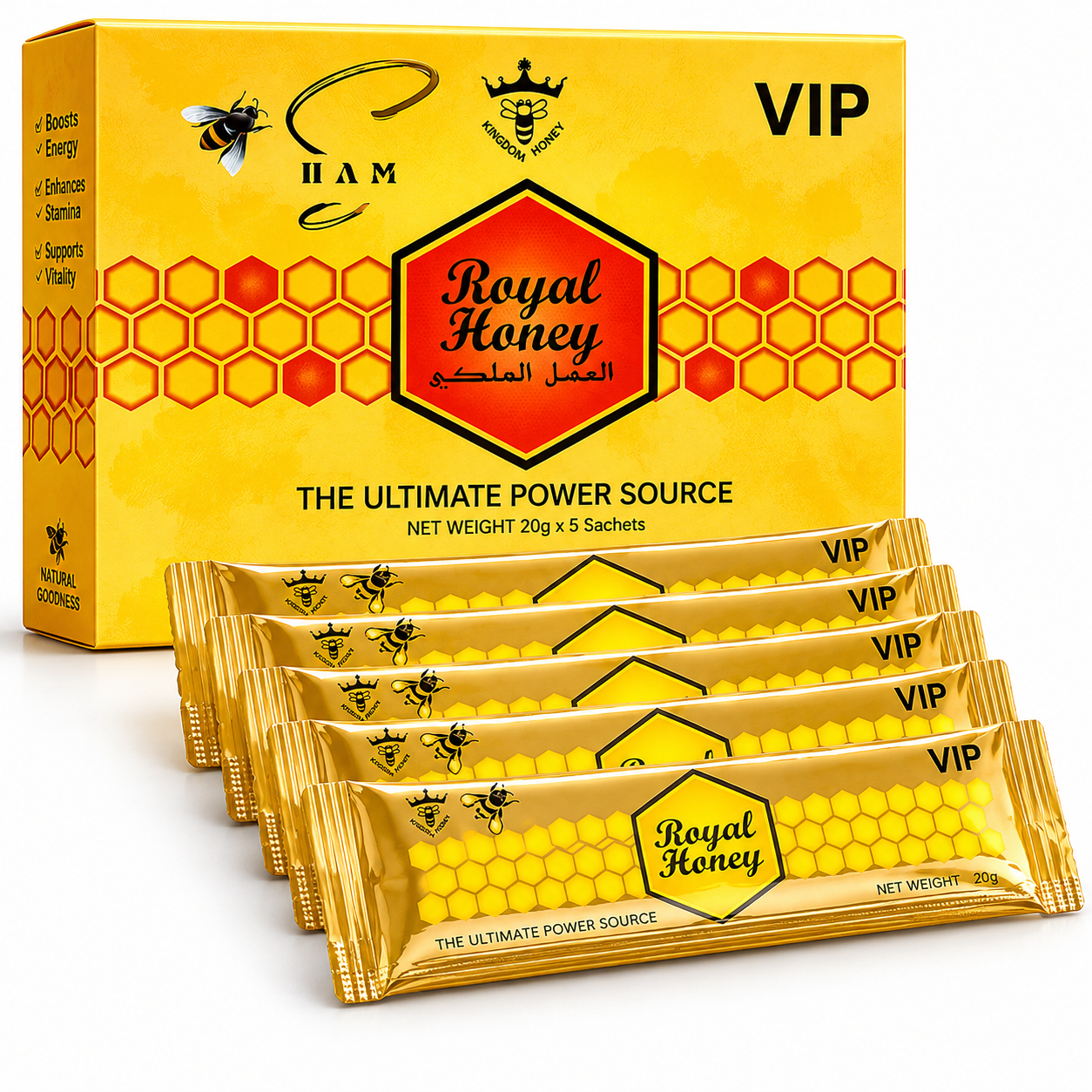Royal Power Honey - Natural Honey Enhancer for Men with Ginseng, Maca and Ginger - Energy, Vitality and Performance