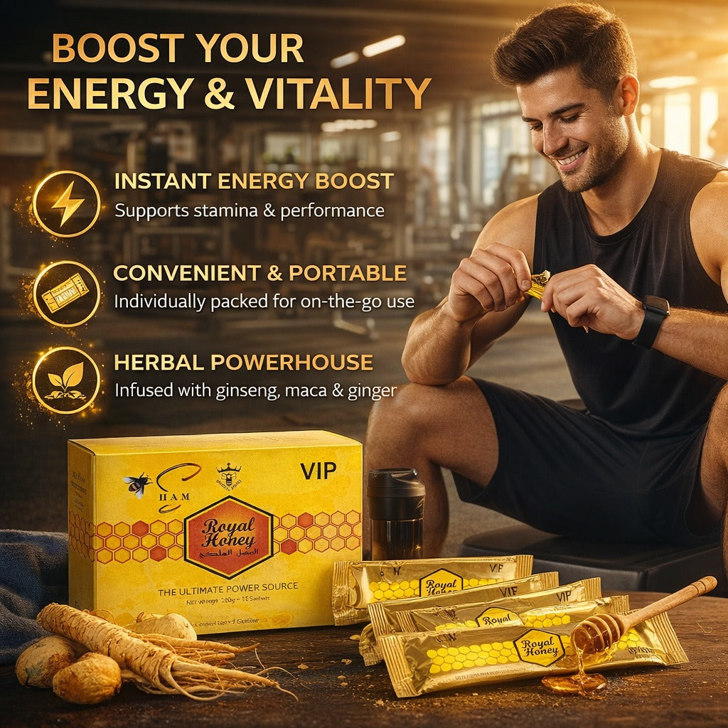 Royal Power Honey - Natural Honey Enhancer for Men with Ginseng, Maca and Ginger - Energy, Vitality and Performance
