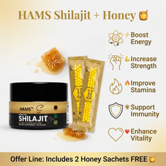 HAMS™ Pure Himalayan Shilajit Resin 30g | Authentic Himalayan Mumijo | 84+ Trace Minerals, Fulvic Acid & Elemental Gold | Lab-Tested | Includes 2 FREE VIP Royal Honey Sachets