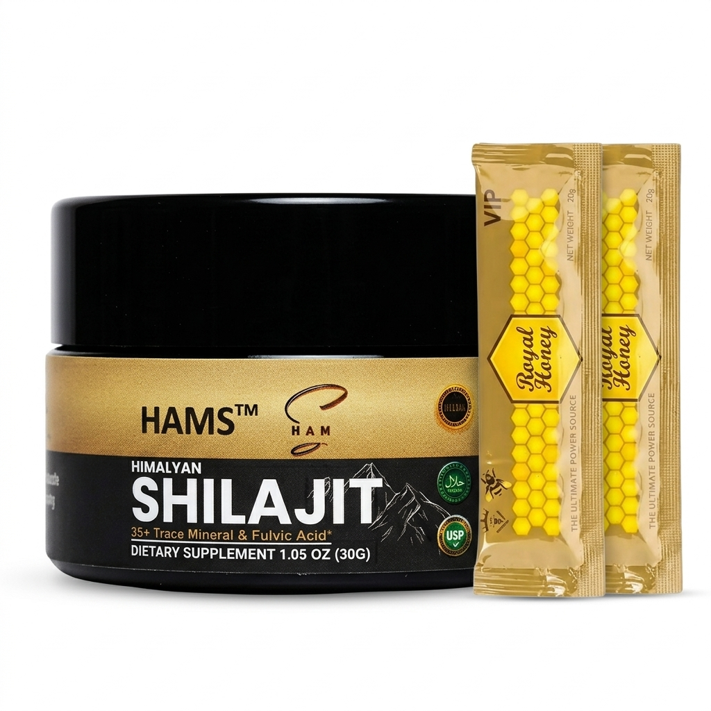 HAMS™ Pure Himalayan Shilajit Resin 30g | Authentic Himalayan Mumijo | 84+ Trace Minerals, Fulvic Acid & Elemental Gold | Lab-Tested | Includes 2 FREE VIP Royal Honey Sachets