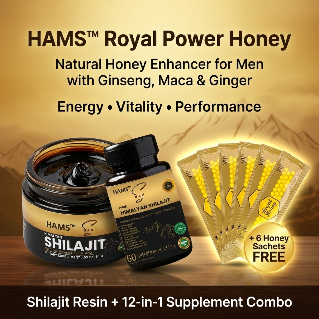 Himalayan Shilajit Resin + 12-in-1 Ashwagandha Blend Combo Pack (Pack of 2) | 84+ Trace Minerals, Fulvic Acid & Elemental Gold | Premium Lab-Tested Wellness Supplement | Includes 6 FREE VIP Royal Honey Sachets