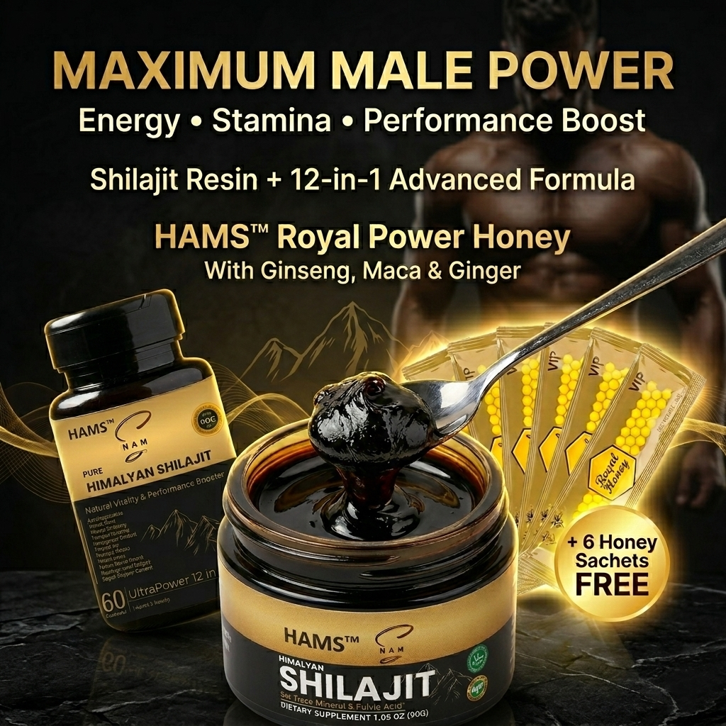 Himalayan Shilajit Resin + 12-in-1 Ashwagandha Blend Combo Pack (Pack of 2) | 84+ Trace Minerals, Fulvic Acid & Elemental Gold | Premium Lab-Tested Wellness Supplement | Includes 6 FREE VIP Royal Honey Sachets
