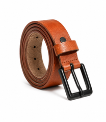 HAMS™ Genuine Cow Leather Belt for Men – Premium Tan Brown Casual & Formal Belt with Durable Metal Buckle