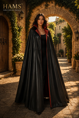 Genuine Cowhide Leather Gothic Cape | Handmade Full Length Leather Cloak | Vampire Cape | Renaissance Medieval Fantasy Costume