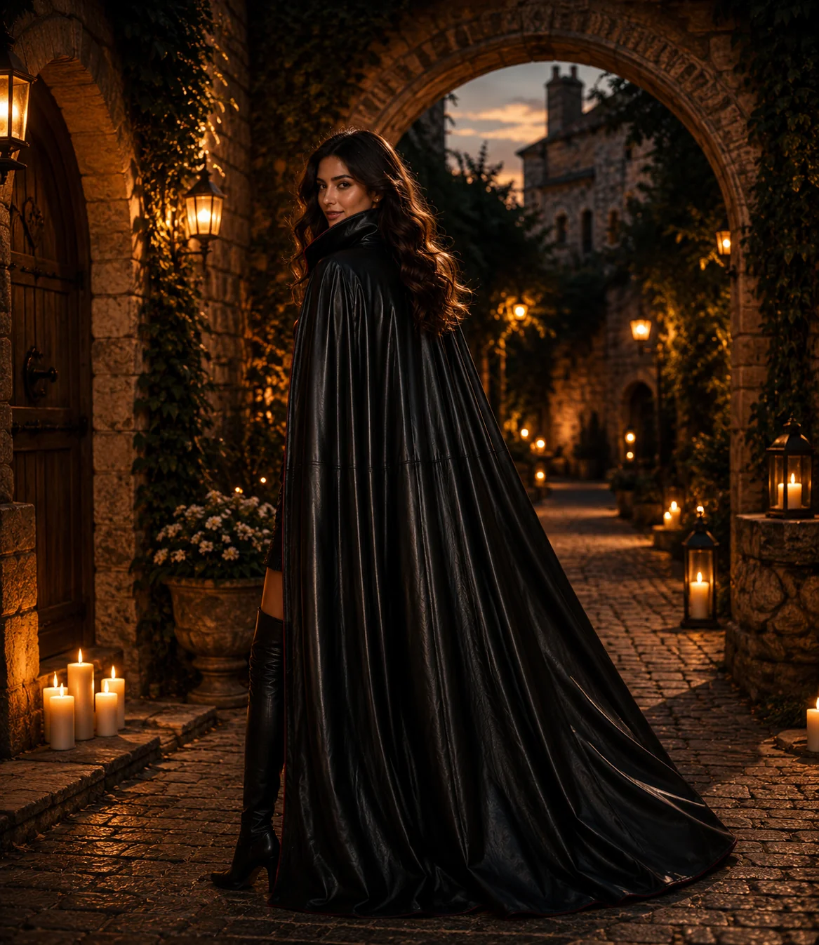 Genuine Cowhide Leather Gothic Cape | Handmade Full Length Leather Cloak | Vampire Cape | Renaissance Medieval Fantasy Costume