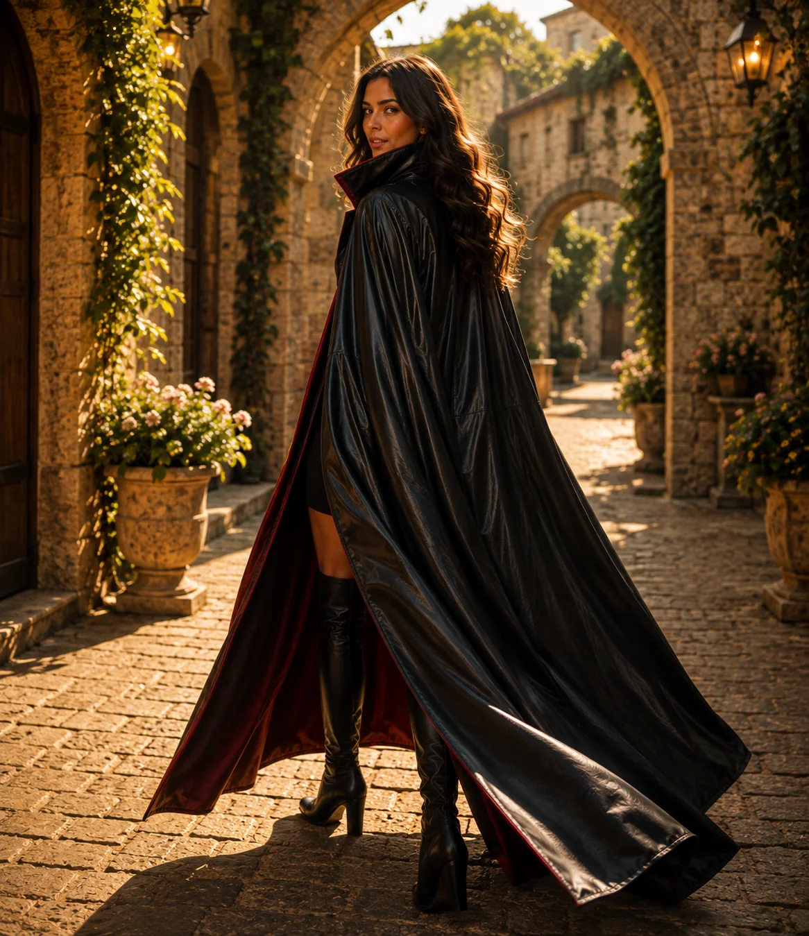 Genuine Cowhide Leather Gothic Cape | Handmade Full Length Leather Cloak | Vampire Cape | Renaissance Medieval Fantasy Costume