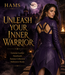 HAMS Women's Handmade Medieval Ranger Leather Armor Dress | Genuine Leather Fantasy Warrior Costume