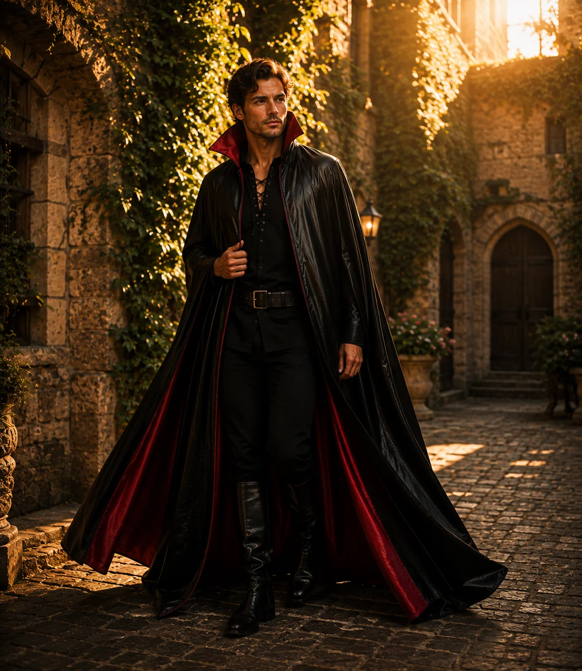 Genuine Cowhide Leather Gothic Cape | Handmade Full Length Leather Cloak | Vampire Cape | Renaissance Medieval Fantasy Costume