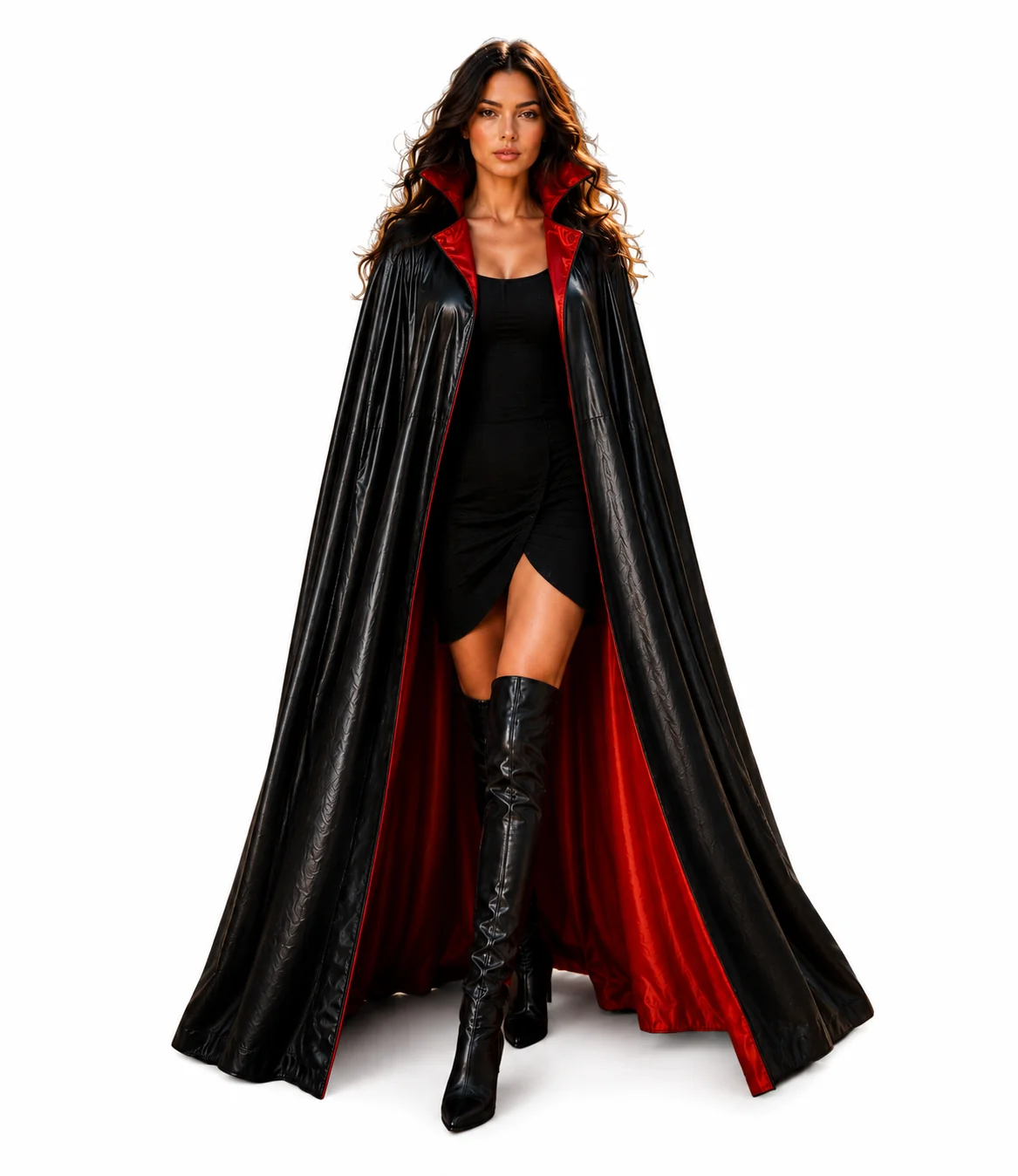 Genuine Cowhide Leather Gothic Cape | Handmade Full Length Leather Cloak | Vampire Cape | Renaissance Medieval Fantasy Costume