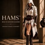 HAMS LEATHER HUB Genuine Cowhide Leather Warrior Costume for Women, Medieval Fantasy Leather Armor Outfit, Handmade Renaissance Cosplay Clothing