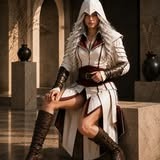 HAMS LEATHER HUB Genuine Cowhide Leather Warrior Costume for Women, Medieval Fantasy Leather Armor Outfit, Handmade Renaissance Cosplay Clothing